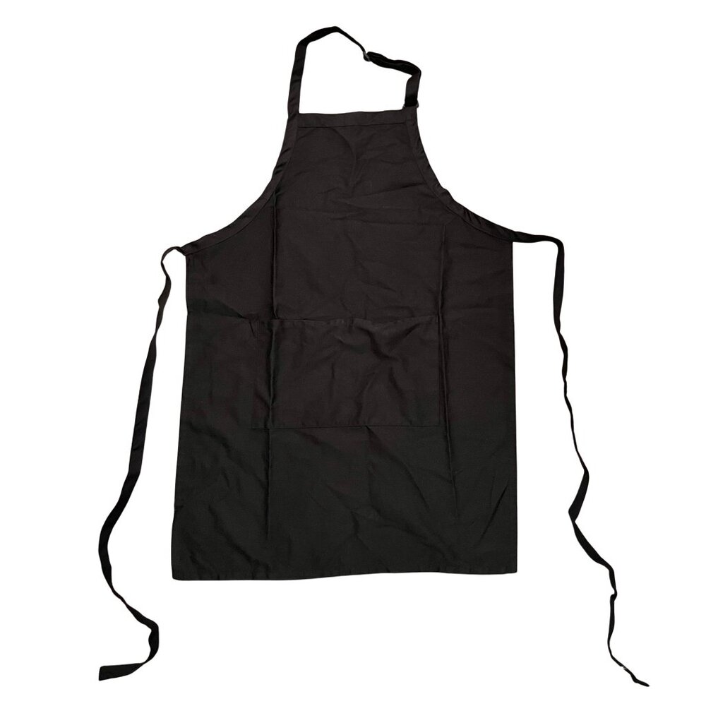 NWOT Durable 2 Pockets Back Tie Bib Apron, Black
